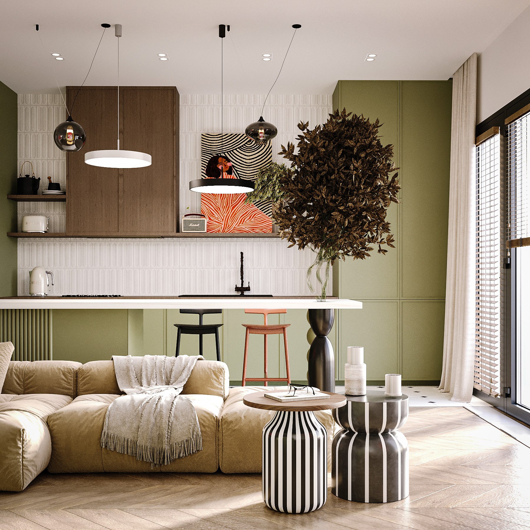 Modern Kitchen 3D Visualization